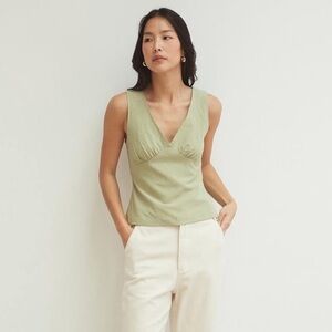 Calvin Klein Olive Sleeveless Blouse top 100% linen Size M